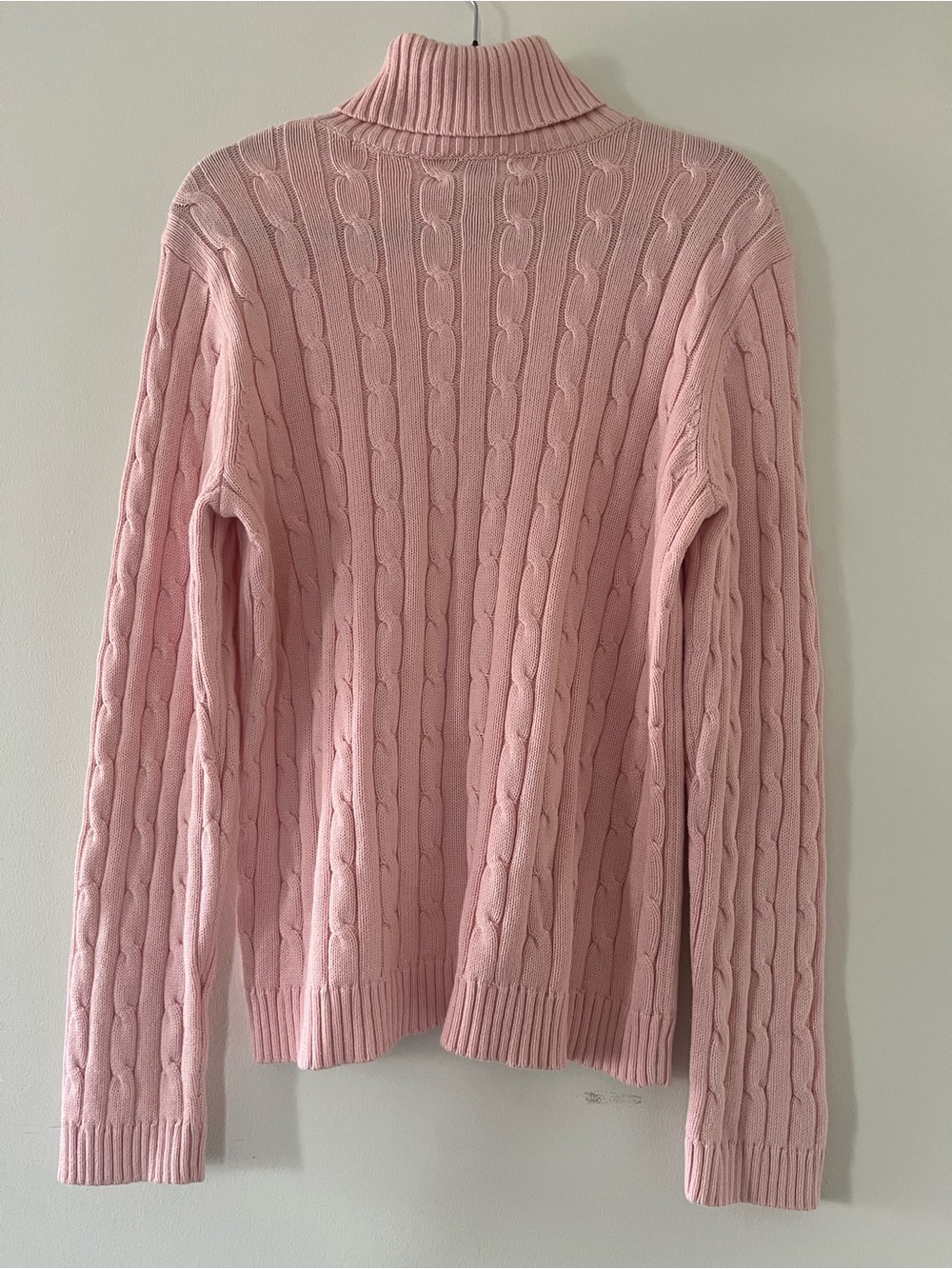 Vintage Chaps Light Pink Cable Knit Turtleneck Sweater XL Preppy Old Money - Picture 6 of 8